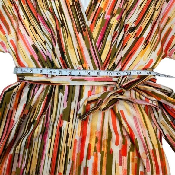 Slate & Willow Women's Striped Elliott Romper Orange Black Green Gold Size Med - Picture 6 of 12
